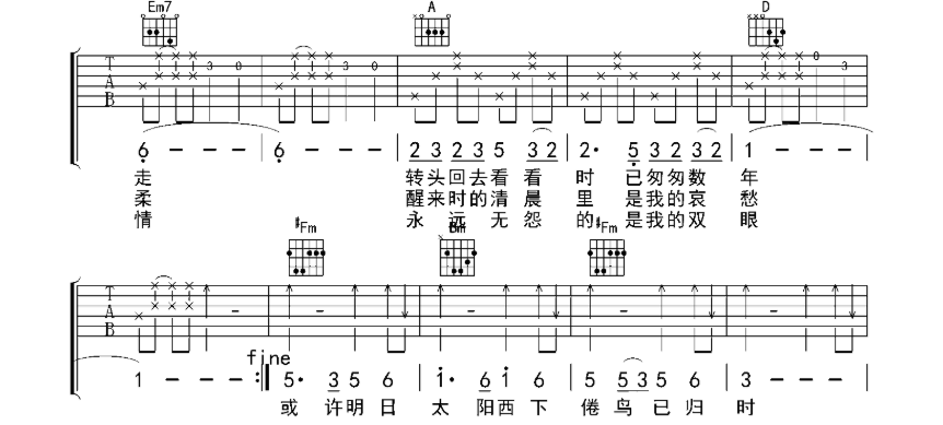 罗大佑恋曲1990吉他谱罗大佑吉他图片谱3张