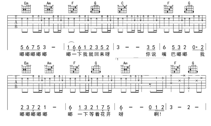 刘子璇嘴巴嘟嘟吉他谱刘子璇吉他图片谱5张