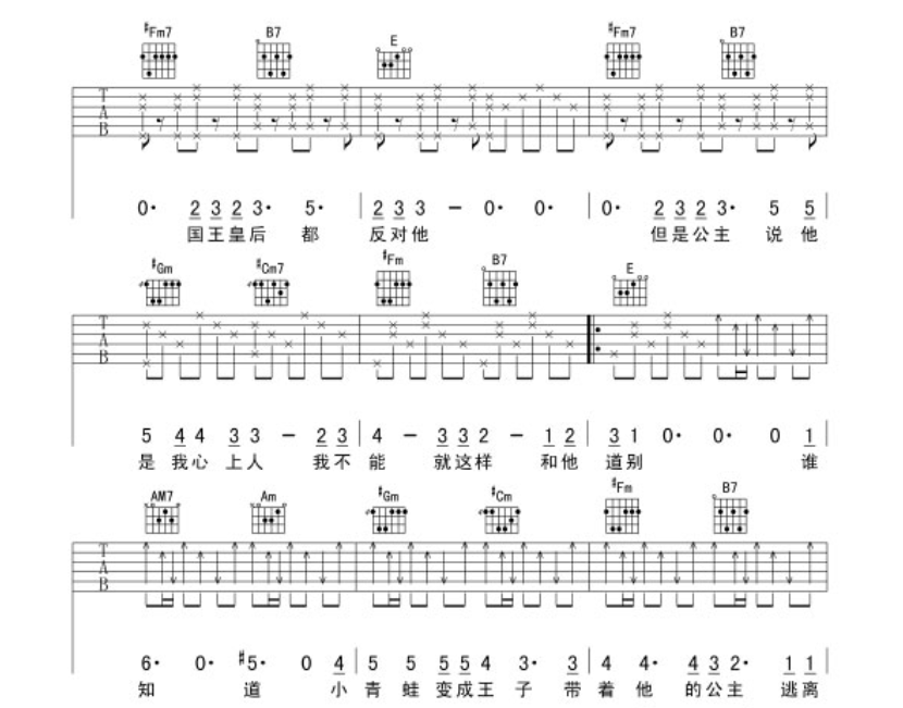 华晨宇枕边故事吉他谱华晨宇吉他图片谱4张