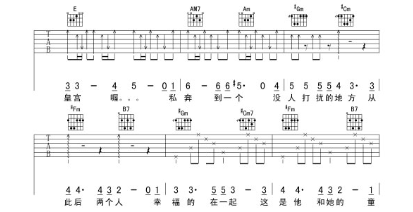 华晨宇枕边故事吉他谱华晨宇吉他图片谱4张