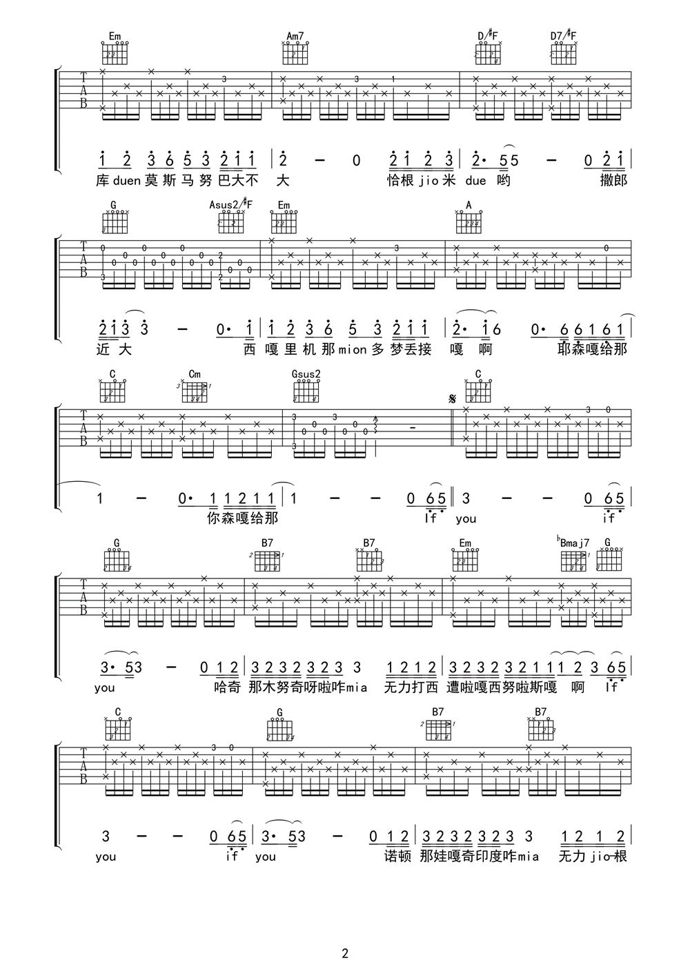 《if you》-bigbang 吉他谱 bigbang 吉他图片谱3张