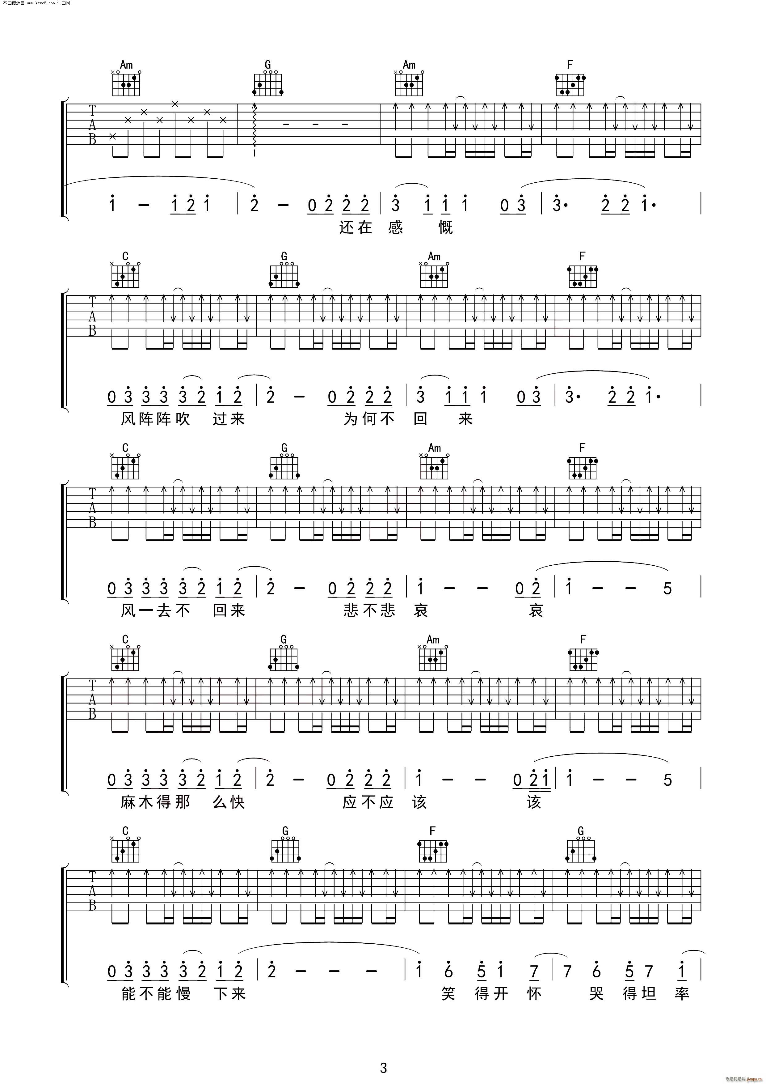 《烟火里的尘埃吉他谱》_王蒙_F调_吉他图片谱5张 图3