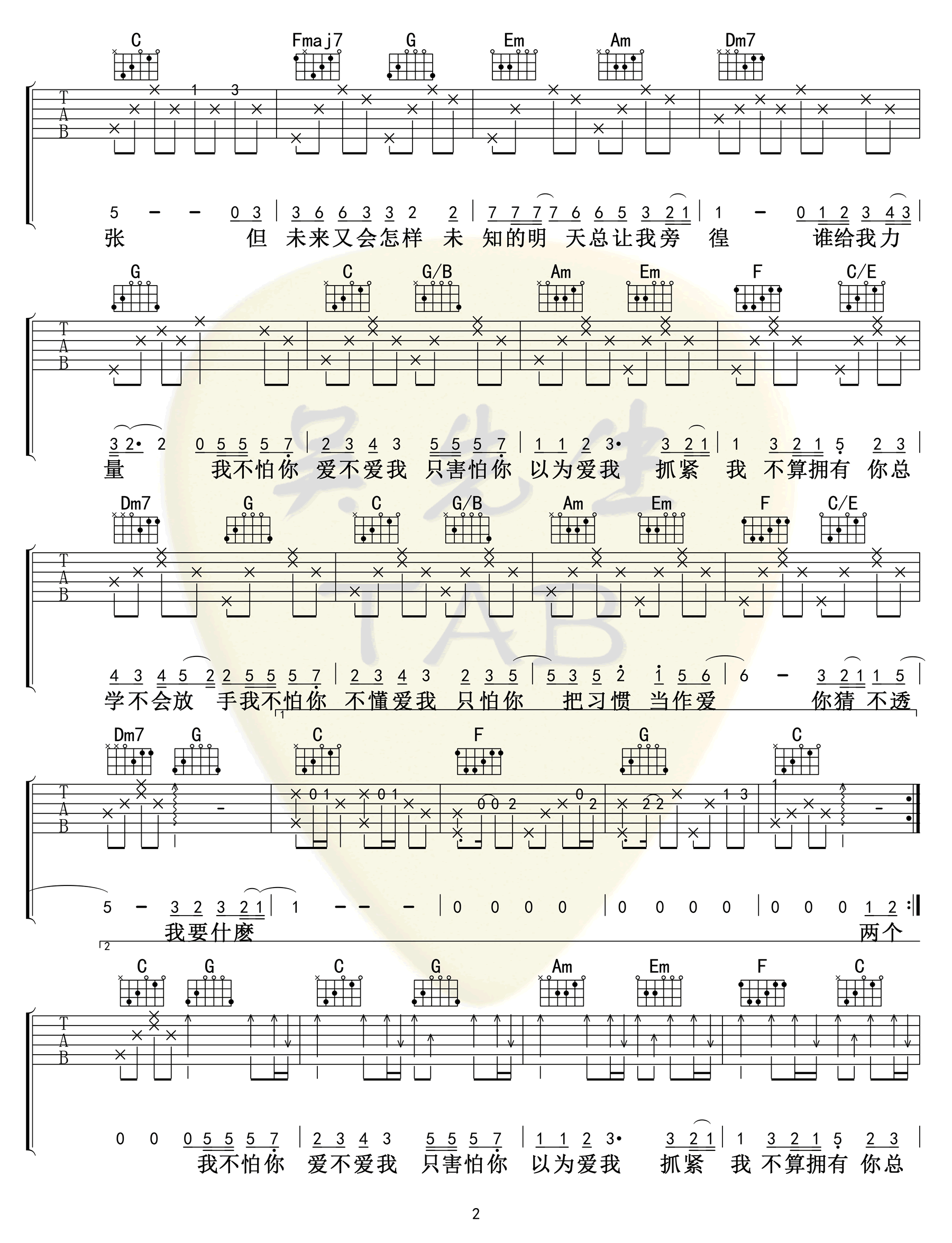 《这就是爱吗吉他谱》_容祖儿_吉他图片谱3张 图2