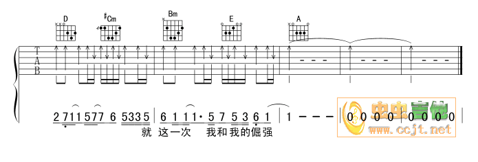 《倔强吉他谱》_吴克群_A调_吉他图片谱4张 图4