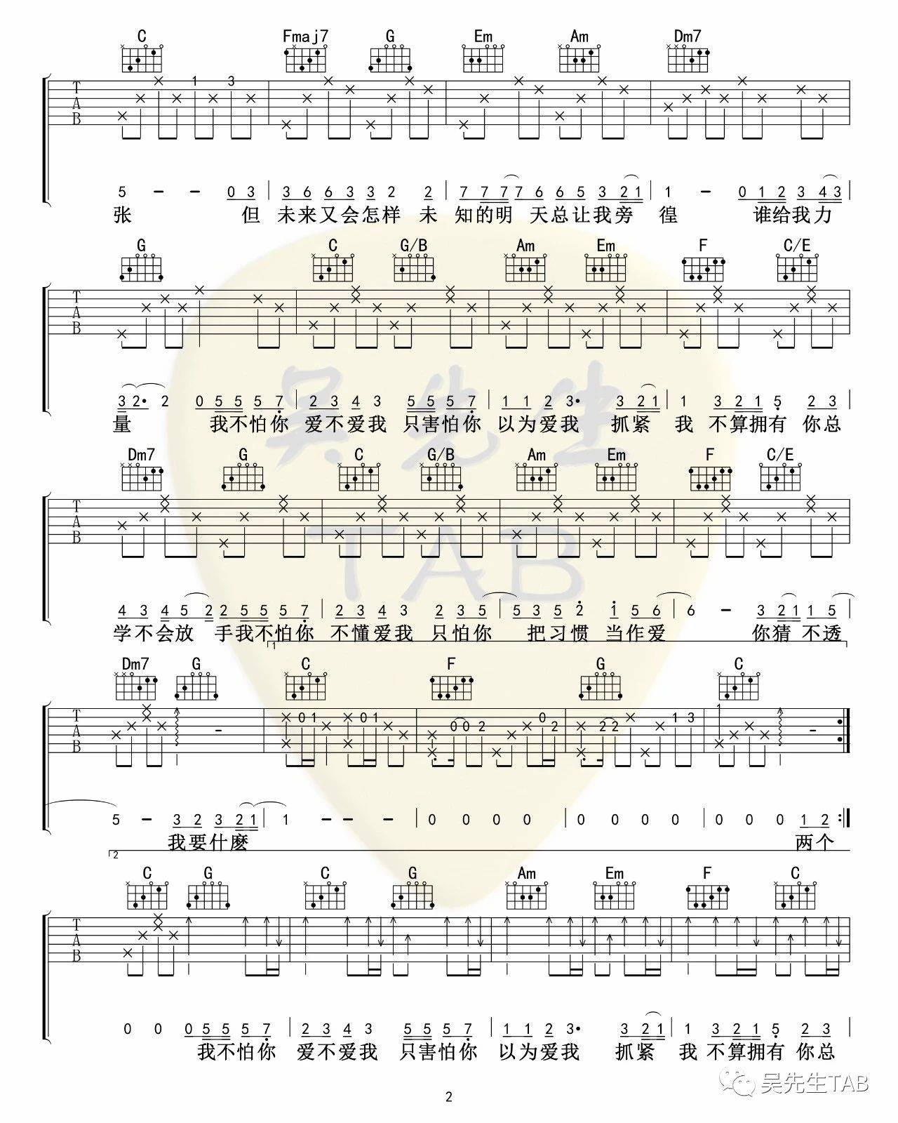 《这就是爱吗吉他谱》_容祖儿_C调_吉他图片谱3张 图2