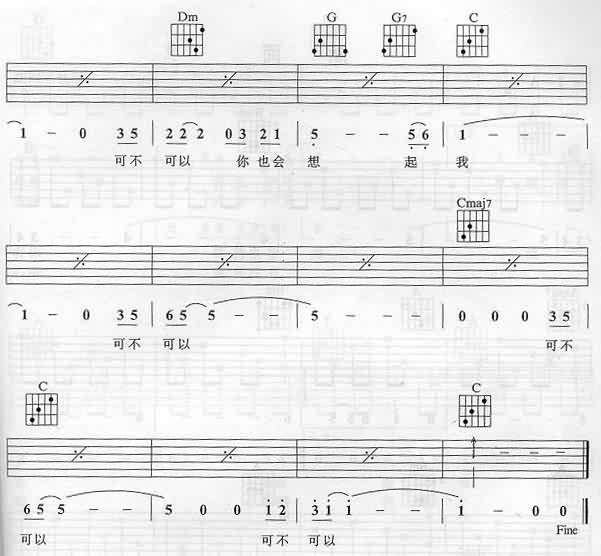 《把悲伤留给自己吉他谱》_江淑娜_C调_吉他图片谱4张 图4