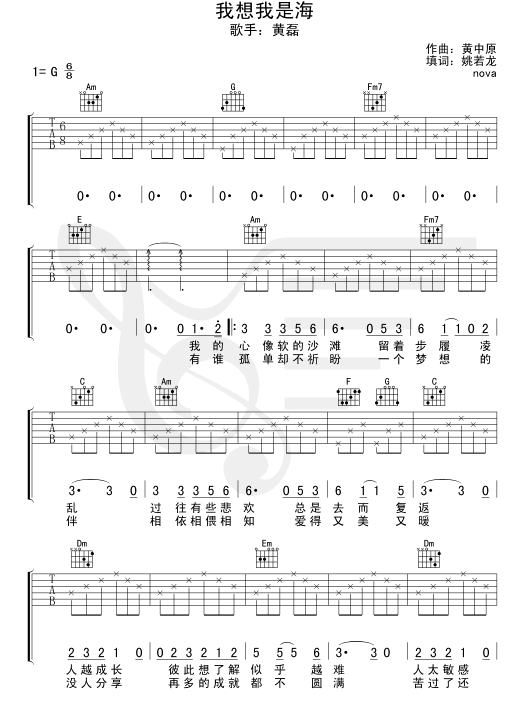 《我想我是海吉他谱》_纯音乐合辑_吉他图片谱2张 图1