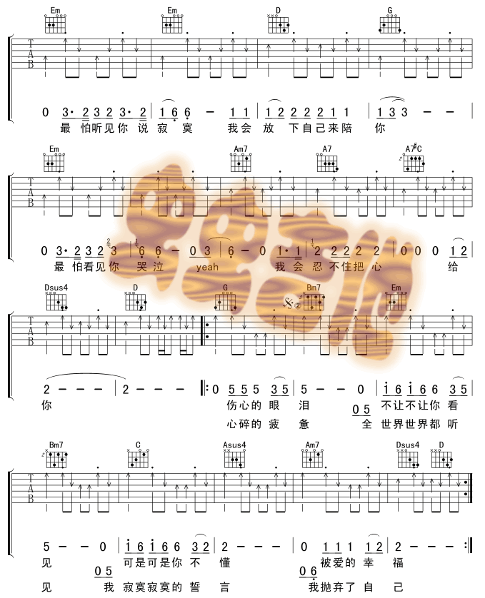 《爱上你我很快乐吉他谱》_水木年华_G调_吉他图片谱3张 图2