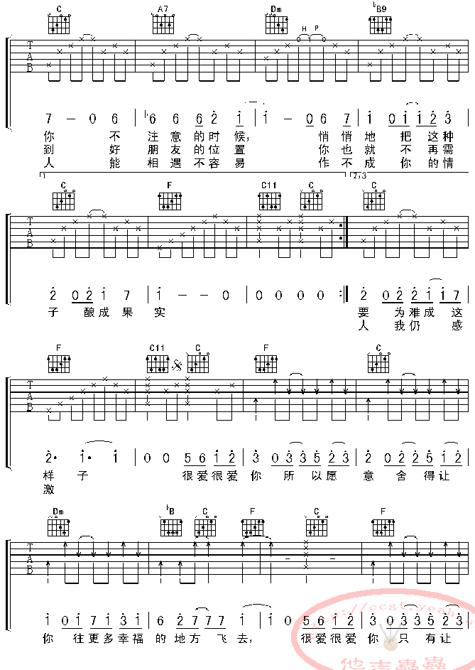 《很爱很爱你吉他谱》_迪克牛仔_F调_吉他图片谱4张 图2