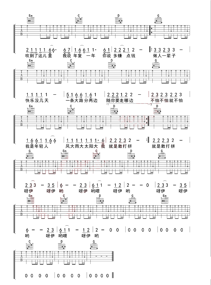 《大田后生仔吉他谱》_刘雨Key_G调_吉他图片谱3张 图3
