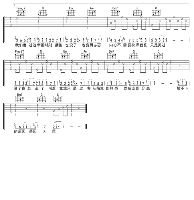 《我走后吉他谱》_萌小新_C调_吉他图片谱3张 图3