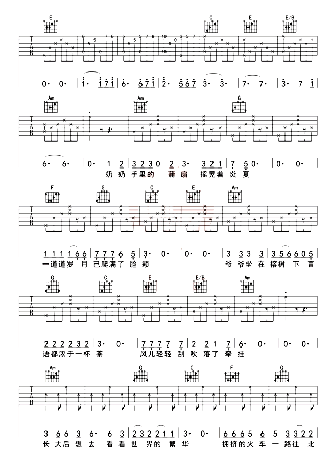 《南方南方吉他谱》_高巾立_E调_吉他图片谱5张 图4