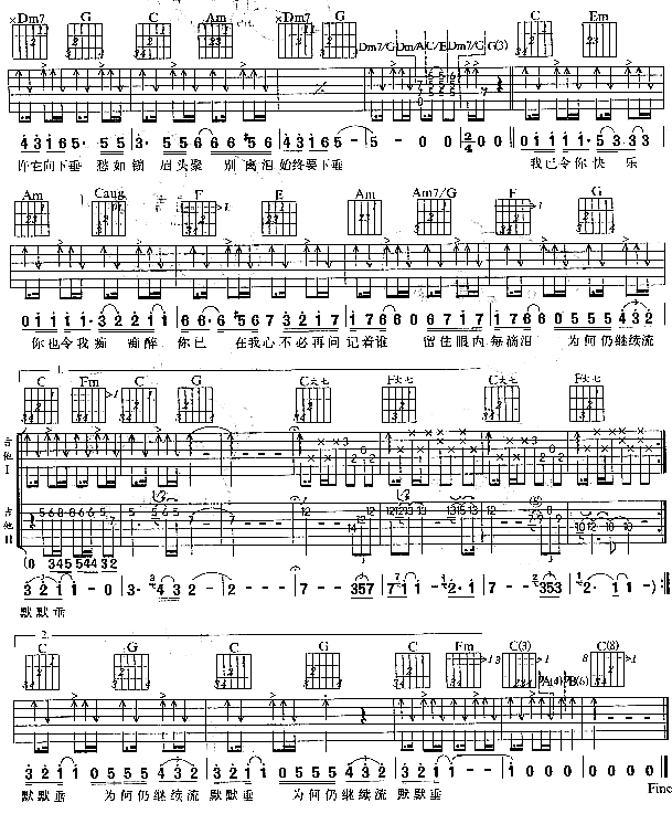 《风继续吹吉他谱》_鲍比达_吉他图片谱2张 图2