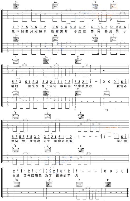 《爱情转移吉他谱》_陈奕迅_吉他图片谱3张 图3