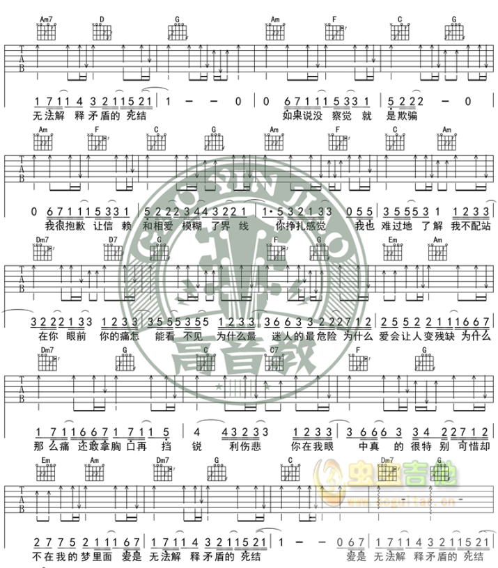 《迷人的危险吉他谱》_陈皓宸、范茹_G调_吉他图片谱3张 图3