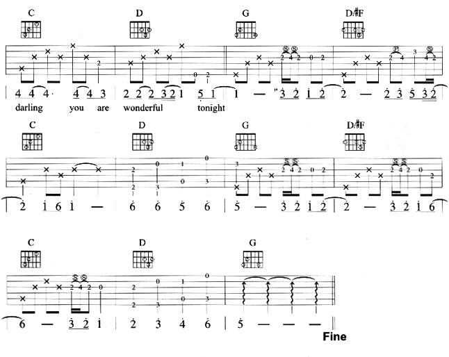 《wonderful tonight吉他谱》_环球群星_吉他图片谱4张 图4