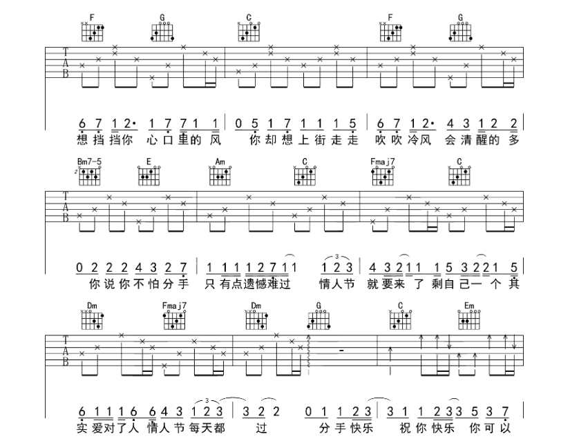 《分手快乐吉他谱》_梁静茹_C调_吉他图片谱5张 图3