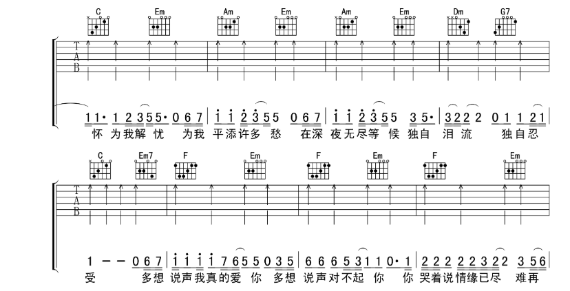 《让我欢喜让我忧吉他谱》_周华健_C调_吉他图片谱5张 图2