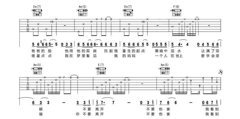 《天亮了吉他谱》_韩红_吉他图片谱5张 图3