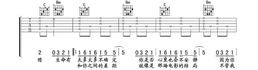 《等不到你吉他谱》_汪苏泷_B调_吉他图片谱5张 图2