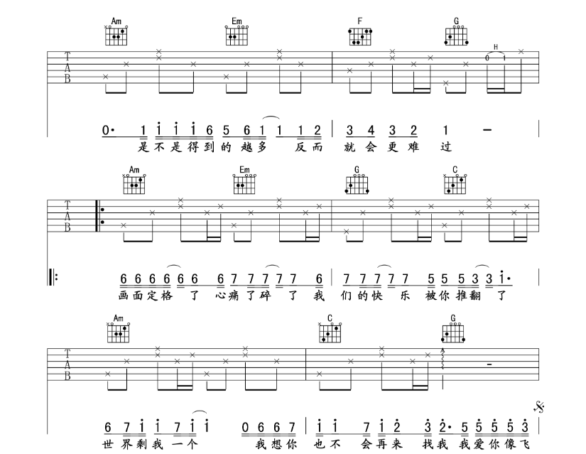 《飞蛾吉他谱》_许嵩你好我叫高丹妮_C调_吉他图片谱8张 图3