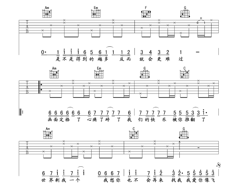 飞蛾吉他谱图片
