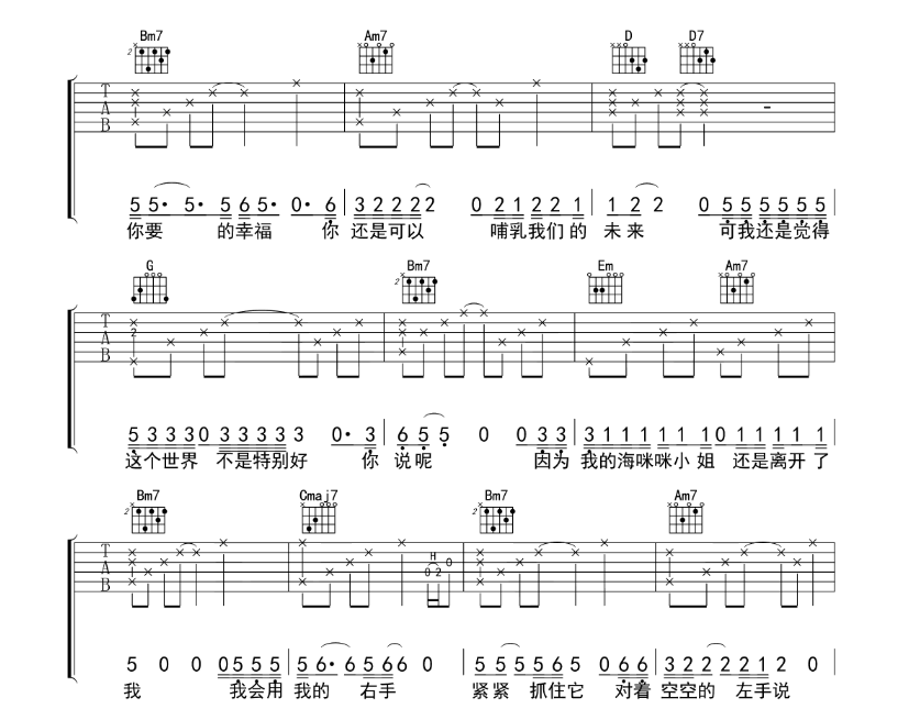 《海咪咪小姐吉他谱》_马頔_G调_吉他图片谱6张 图5