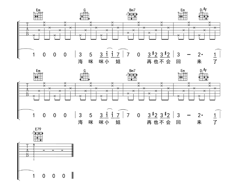 《海咪咪小姐吉他谱》_马頔_G调_吉他图片谱6张 图6