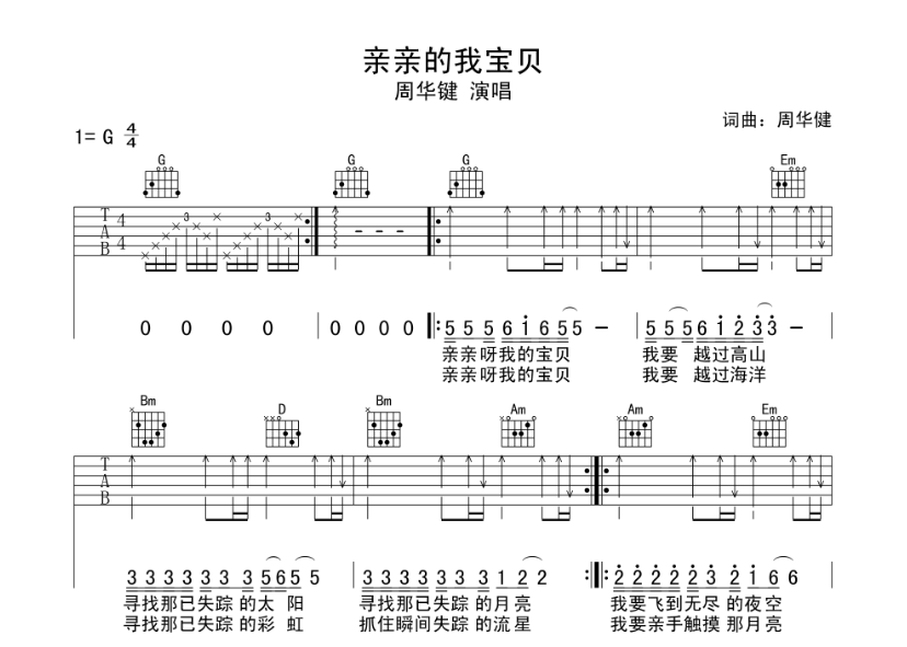 《亲亲我的宝贝吉他谱》_周华健_G调_吉他图片谱5张 图1