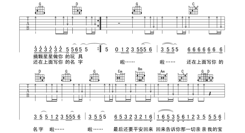 《亲亲我的宝贝吉他谱》_周华健_G调_吉他图片谱5张 图2