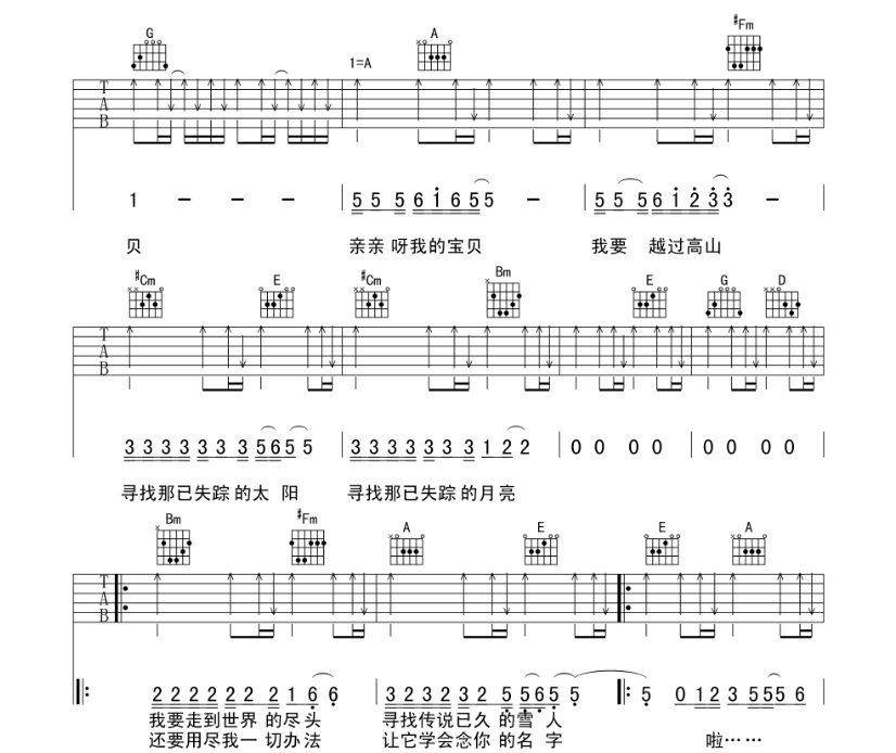 《亲亲我的宝贝吉他谱》_周华健_G调_吉他图片谱5张 图3