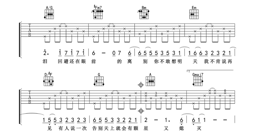 《离人吉他谱》_柯以敏_D调_吉他图片谱5张 图4