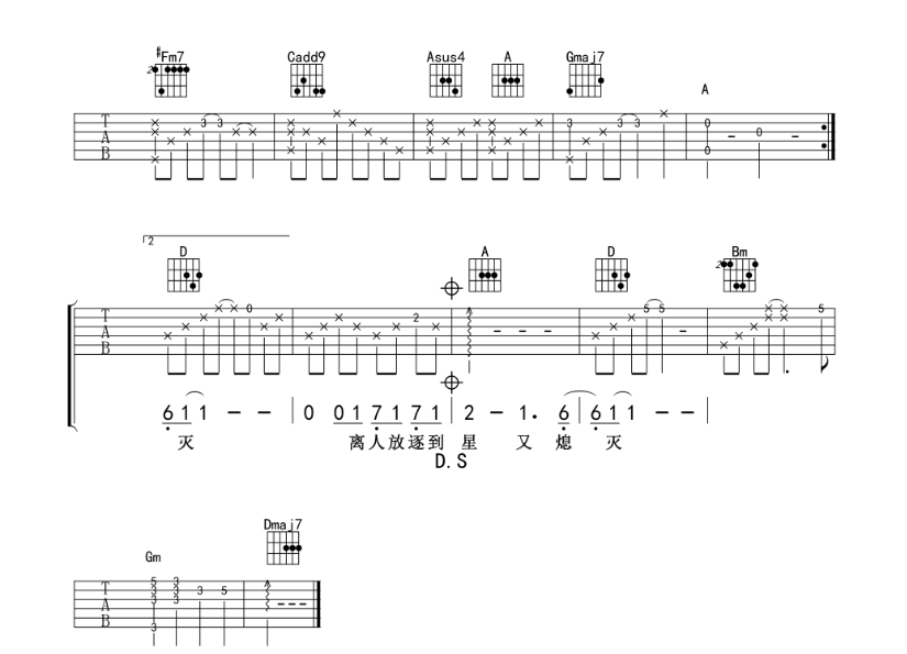 《离人吉他谱》_柯以敏_D调_吉他图片谱5张 图5