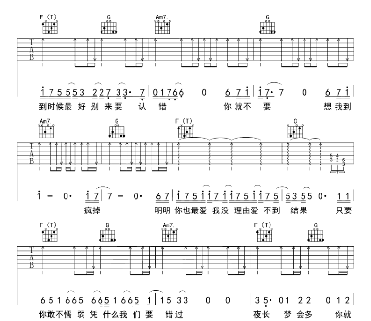 《你就不要想起我吉他谱》_田馥甄_C调_吉他图片谱7张 图6