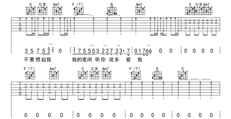 《你就不要想起我吉他谱》_田馥甄_C调_吉他图片谱7张 图7