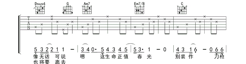 《认真的老去吉他谱》_曹方、张希_G调_吉他图片谱7张 图4