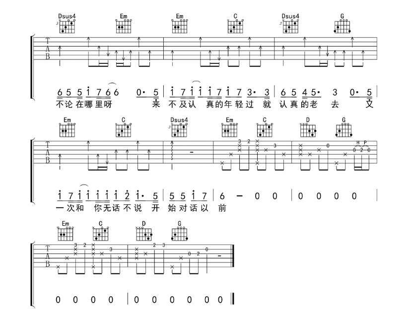 《认真的老去吉他谱》_曹方、张希_G调_吉他图片谱7张 图7