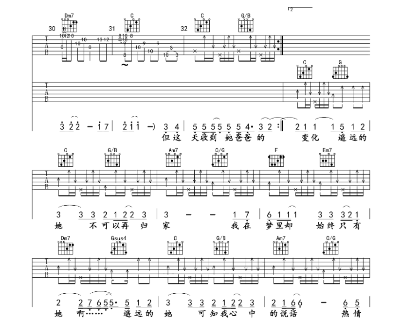 《遥远的她吉他谱》_陈奕迅_吉他图片谱8张 图7