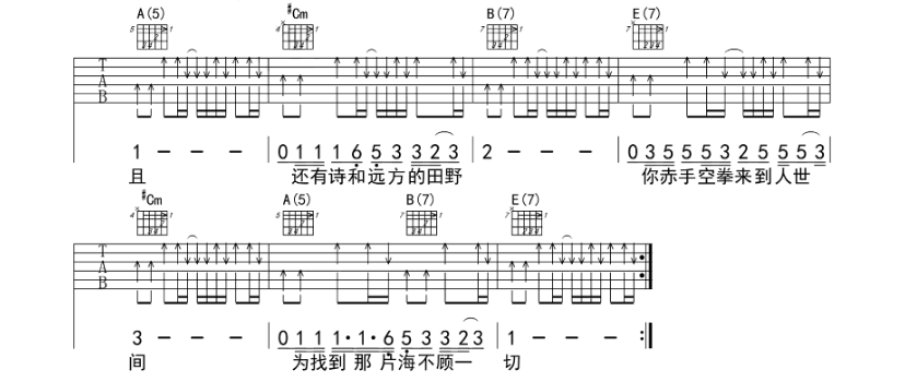 《生活不止眼前的苟且吉他谱》_许巍_A调_吉他图片谱6张 图6