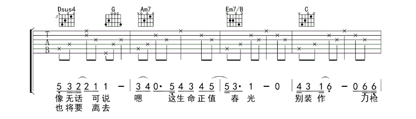 《认真的老去吉他谱》_曹方、张希_G调_吉他图片谱4张 图4