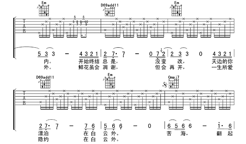 盧冠廷一生所愛吉他譜盧冠廷吉他圖片譜4張