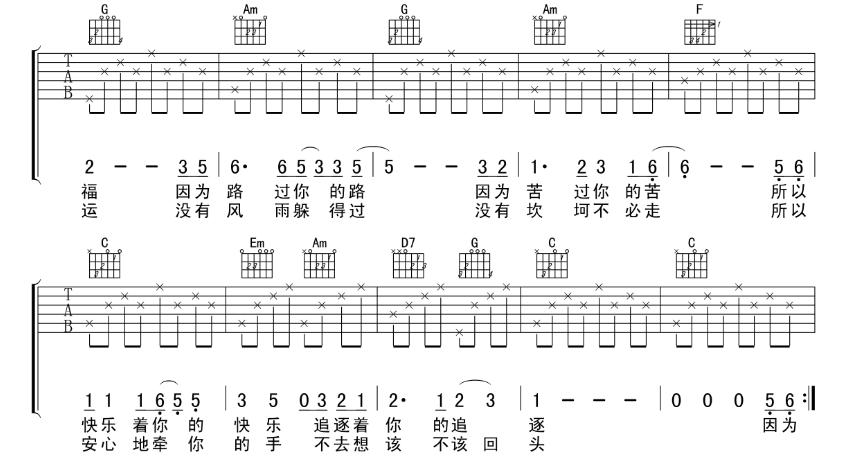 《牵手吉他谱》_苏芮_吉他图片谱3张 图2