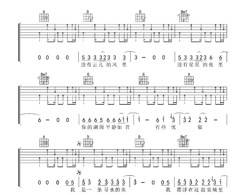 《寻水的鱼吉他谱》_许飞_E调_吉他图片谱6张 图3