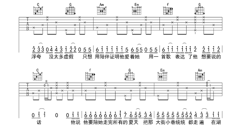 《他说他要陪她走完所有的夏天吉他谱》_susliks_C调_吉他图片谱4张 图2