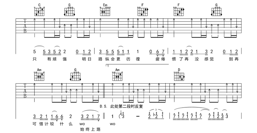 《谁伴我闯荡吉他谱》_Beyond_D调_吉他图片谱6张 图4