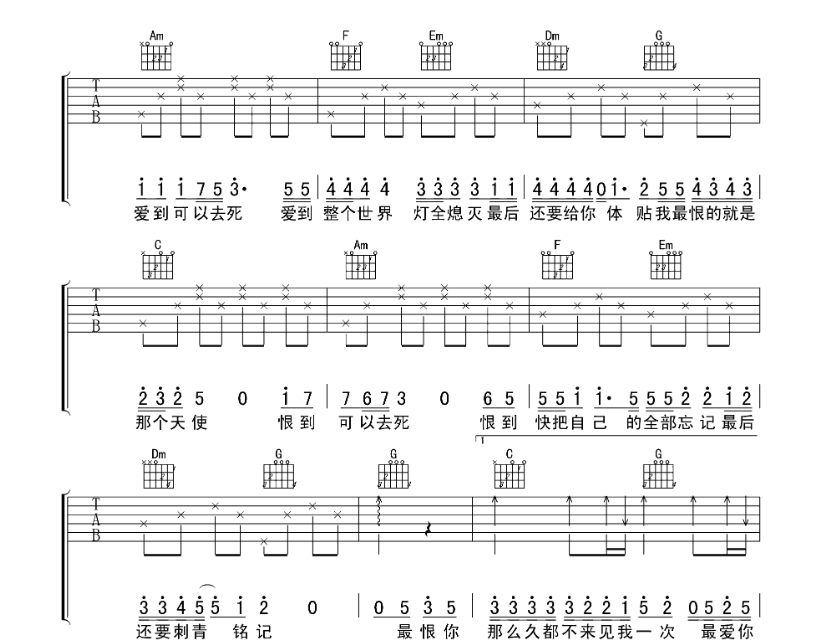 《最天使吉他谱》_曾轶可_B调_吉他图片谱6张 图3