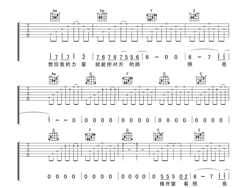 《我们都一样吉他谱》_张杰_E调_吉他图片谱6张 图5