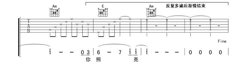 《我们都一样吉他谱》_张杰_E调_吉他图片谱6张 图6