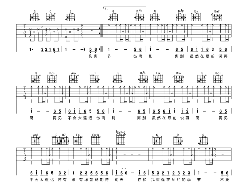 《祝福吉他谱》_张学友_G调_吉他图片谱6张 图5