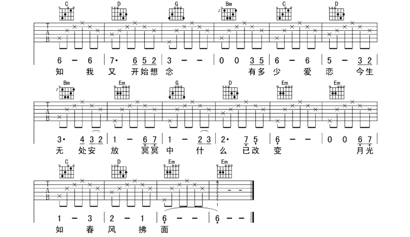 《假如爱有天意吉他谱》_李健_F调_吉他图片谱6张 图6